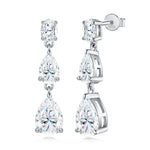 S925 Silver Pear-Shaped Moissanite Long Earrings