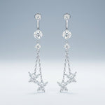 S925 Silver Long Moissanite Stud Earrings