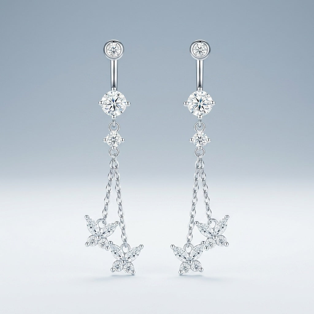 S925 Silver Long Moissanite Stud Earrings