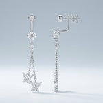 S925 Silver Long Moissanite Stud Earrings