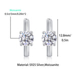 S925 Sterling Silver Round Moissanite Hoop Earrings