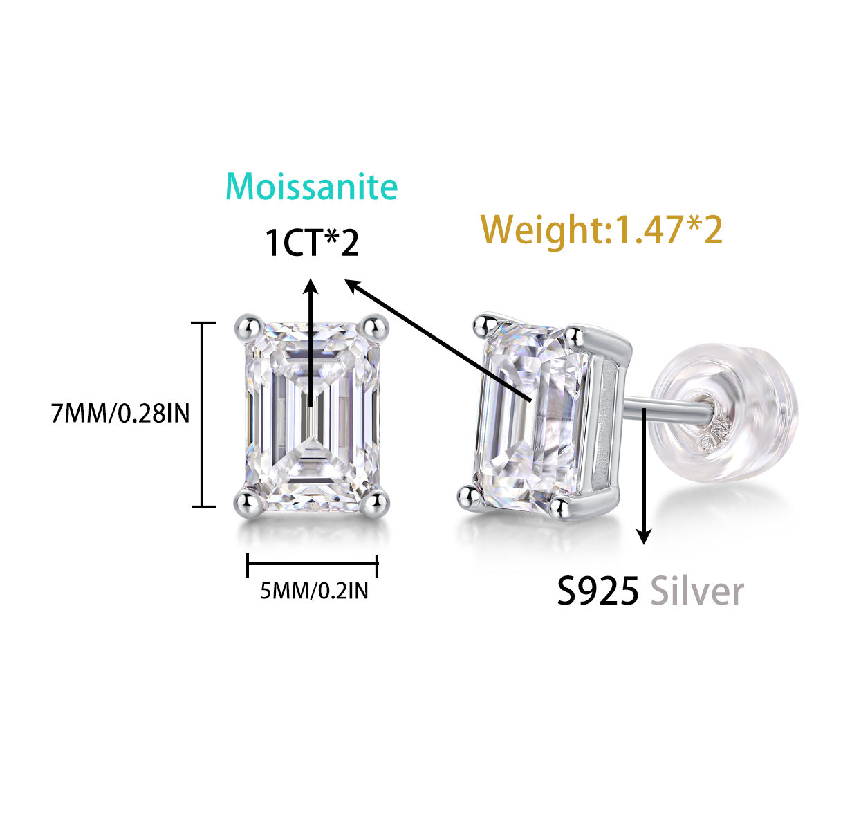S925 Sterling Silver Moissanite Earrings