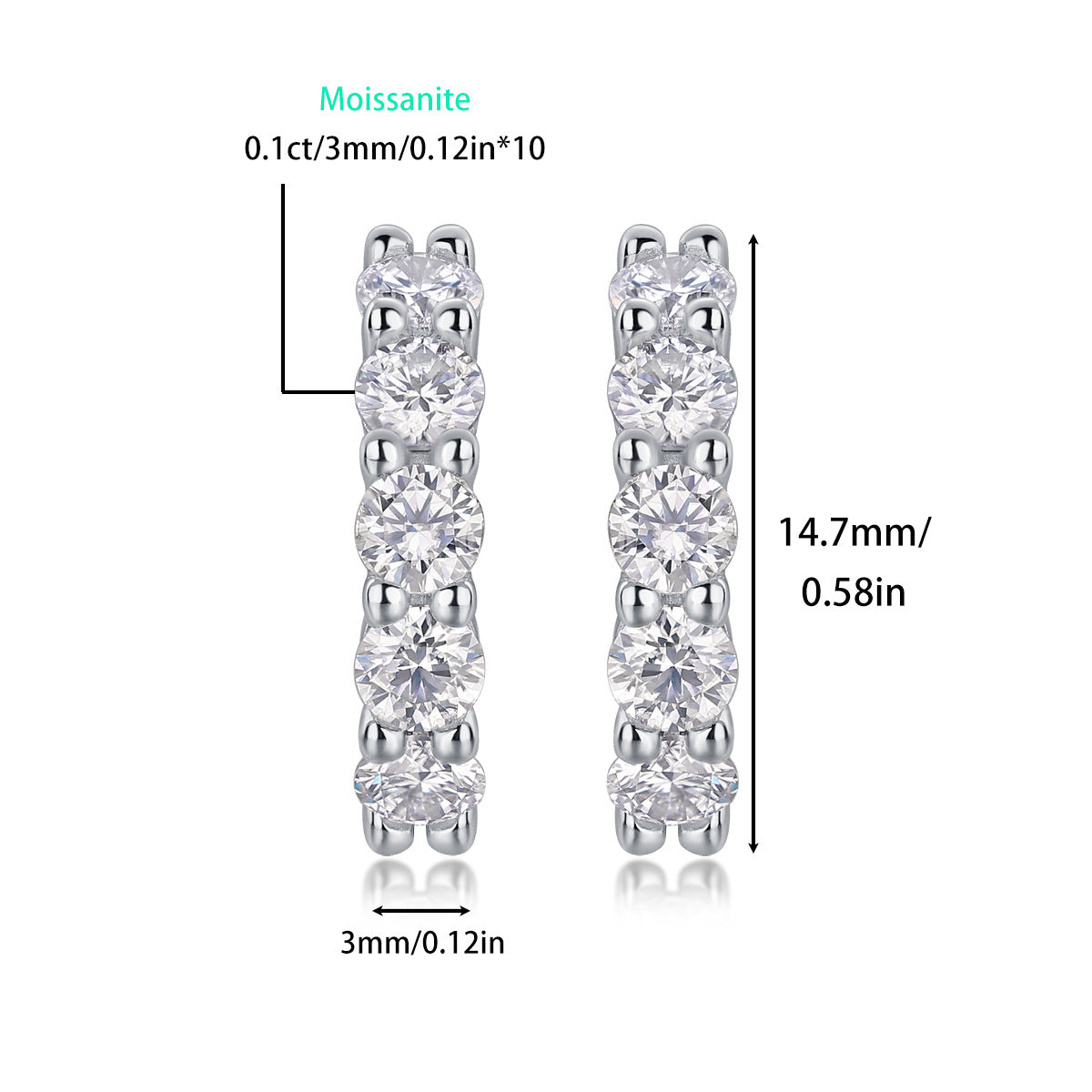 S925 Silver "Dawn" Moissanite Earrings