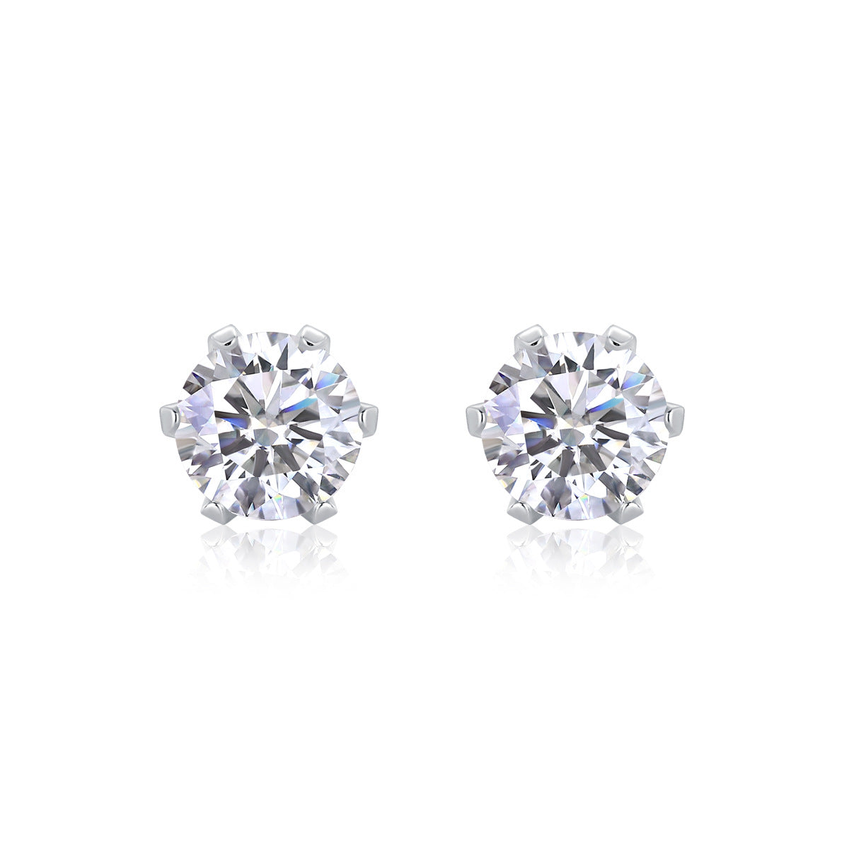 S925 Sterling Silver Round Moissanite Earrings for Sensitive Ears
