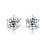 S925 Sterling Silver Snowflake Stud Earrings with Moissanite