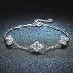 S925 Sterling Silver Moissanite Four-Leaf Clover Bracelet