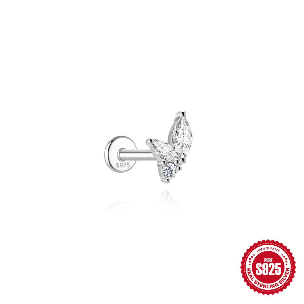 S925 Sterling Silver Square Star & Moon Moissanite Stud Earrings(Single unit)