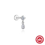 S925 Sterling Silver Square Star & Moon Moissanite Stud Earrings(Single unit)