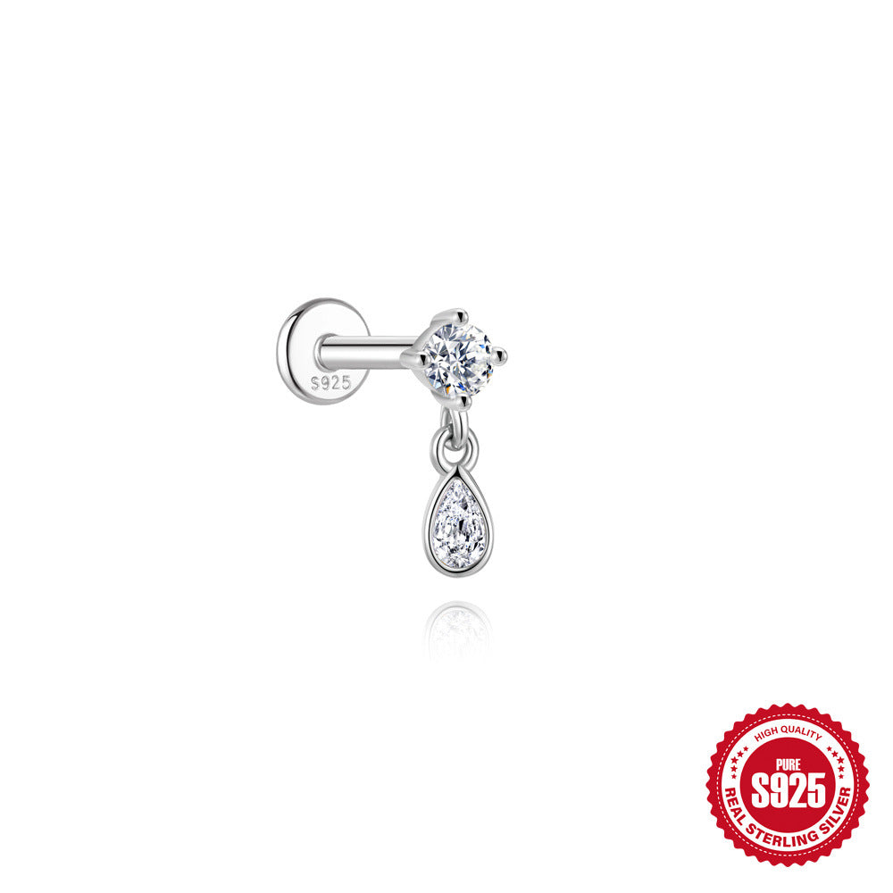 S925 Sterling Silver Square Star & Moon Moissanite Stud Earrings(Single unit)