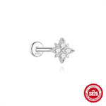 S925 Sterling Silver Moissanite Four-Petal Flower Stud Earring(Single unit)