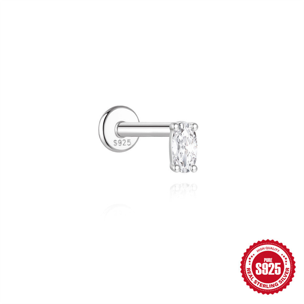 S925 Sterling Silver Moissanite Four-Petal Flower Stud Earring(Single unit)