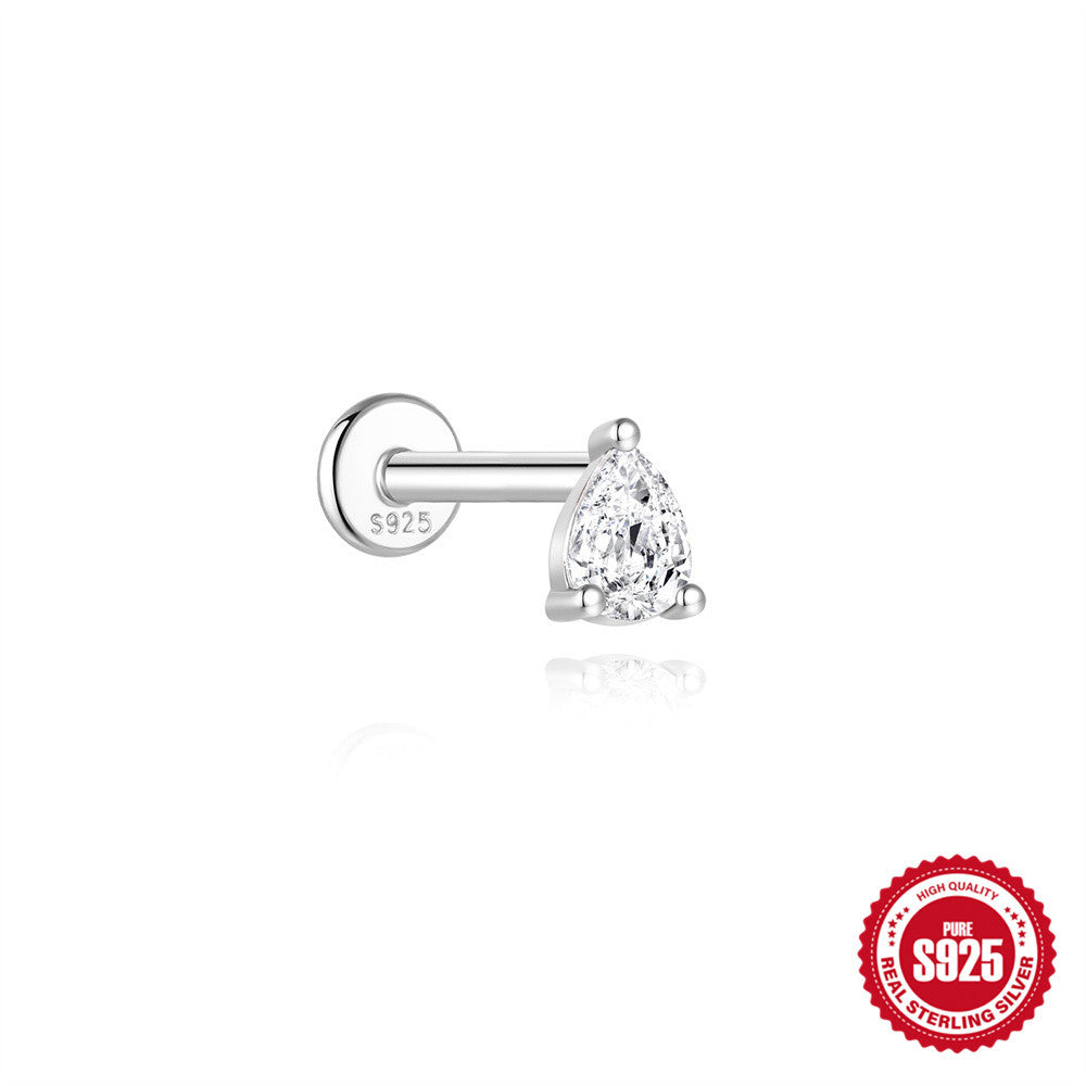 S925 Sterling Silver Spiral Cartilage Stud with Butterfly and Moissanite(Single unit)