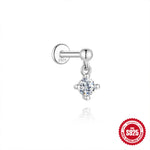 S925 Sterling Silver Hexagram Moissanite Threaded Cartilage Stud Earring(Single unit)