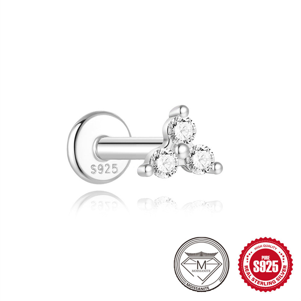 S925 Sterling Silver Petal Stud Earrings with Crushed Moissanite(Single unit)