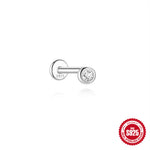 S925 Sterling Silver Moissanite Classic Bezel-Set Round Screw-Back Earrings(Single unit)