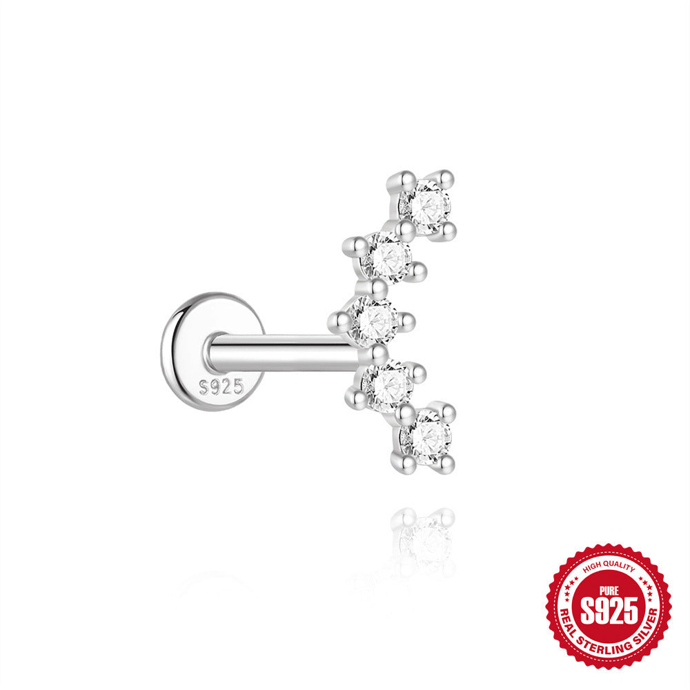 S925 Sterling Silver Moissanite Classic Bezel-Set Round Screw-Back Earrings(Single unit)