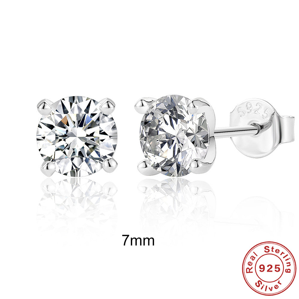 S925 Sterling Silver 0.5–1.2 Carat Four-Prong Ultra-Sparkling Moissanite Stud Earrings