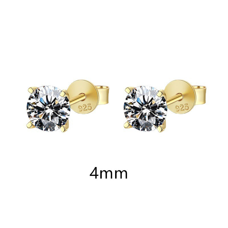 S925 Sterling Silver 0.5–1.2 Carat Four-Prong Ultra-Sparkling Moissanite Stud Earrings