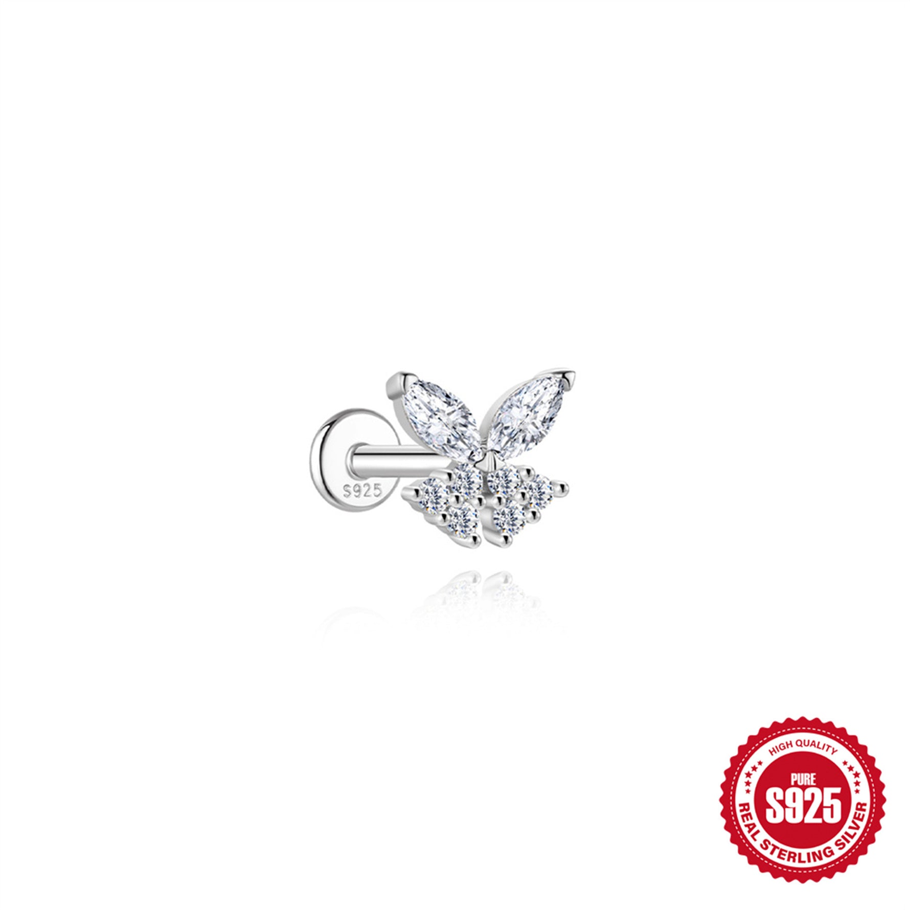 S925 Sterling Silver Moissanite Ear Stud(Single unit)