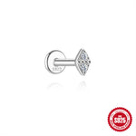 S925 Sterling Silver Moissanite Flat-Back Threaded Piercing Earring(Single unit)