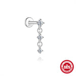 S925 Sterling Silver Moissanite Flat-Back Threaded Piercing Earring(Single unit)