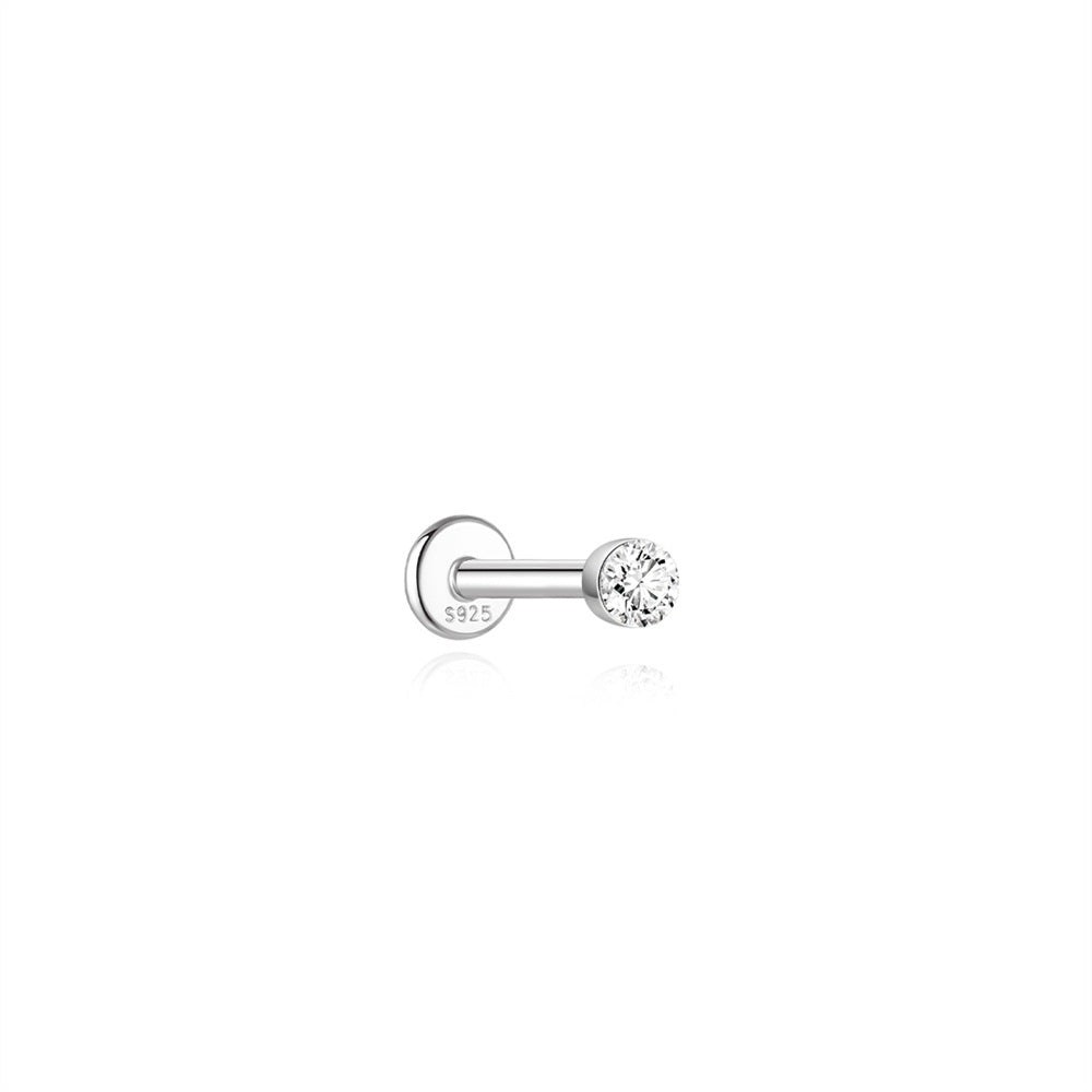 S925 Sterling Silver Moissanite Threaded Cartilage Stud(Single unit)