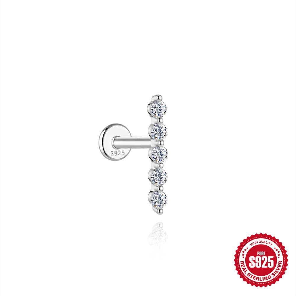 S925 Sterling Silver Moissanite Threaded Cartilage Stud(Single unit)
