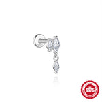 S925 Sterling Silver Moissanite Threaded Cartilage Stud(Single unit)