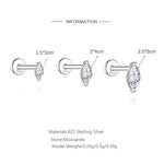 S925 Sterling Silver Moissanite Cartilage Stud Earring with Threaded Post(Single unit)