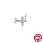 S925 Sterling Silver Moissanite Cartilage Stud Earring with Threaded Post(Single unit)