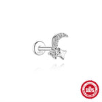 S925 Sterling Silver Moissanite Cartilage Stud Earring with Threaded Post(Single unit)