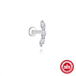 S925 Sterling Silver Moissanite Flat-Back Threaded Cartilage Stud(Single unit)
