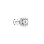 Authentic 925 Sterling Silver Geometric Earrings with D-Color Moissanite(Single unit)