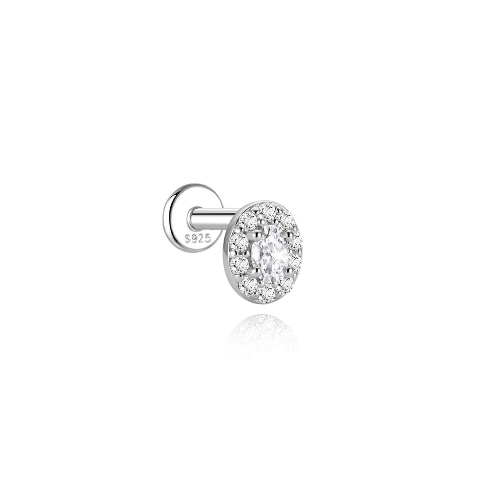 Authentic 925 Sterling Silver Geometric Earrings with D-Color Moissanite(Single unit)