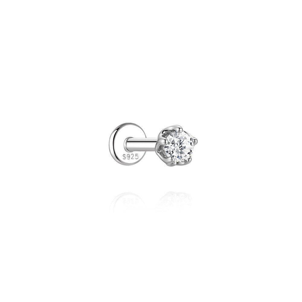 Authentic 925 Sterling Silver Geometric Earrings with D-Color Moissanite(Single unit)