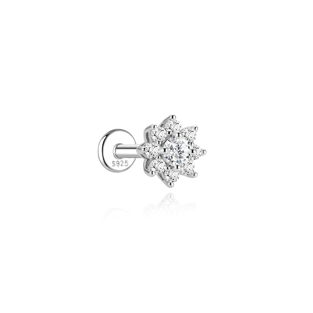 Authentic 925 Sterling Silver Geometric Earrings with D-Color Moissanite(Single unit)