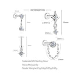 S925 Sterling Silver Moissanite 16G Cartilage Stud(Single unit)