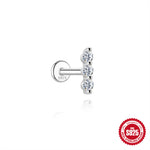 S925 Sterling Silver Moissanite Flat-Back Threaded Piercing Earring(Single unit)