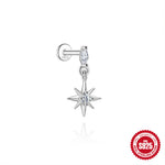 S925 Sterling Silver Moissanite Flat-Back Threaded Piercing Earring(Single unit)