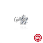 S925 Sterling Silver Moissanite Flat-Back Threaded Piercing Earring(Single unit)