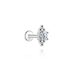 S925 Sterling Silver Moissanite Flat-Back Threaded Piercing Earring(Single unit)
