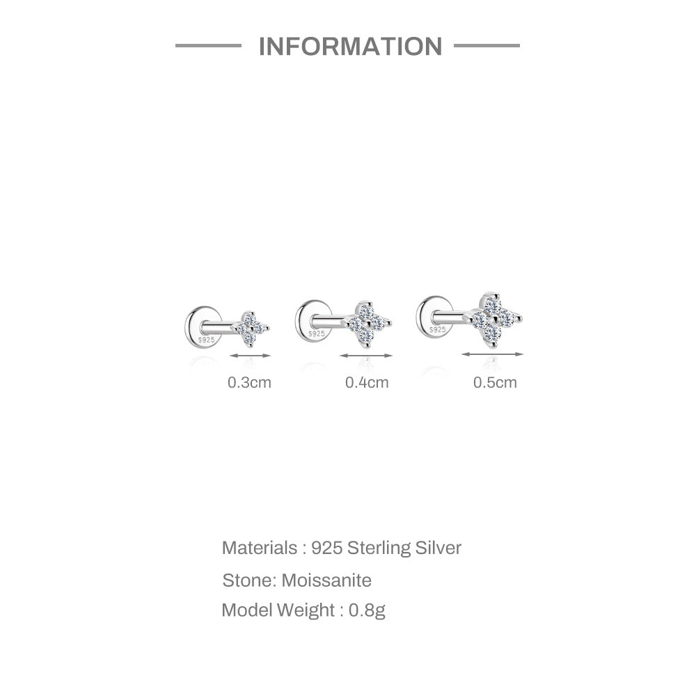 S925 Silver Floral Moissanite Stud Earring Set