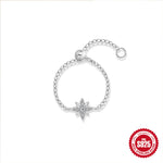 S925 Sterling Silver Moissanite Adjustable Chain Ring