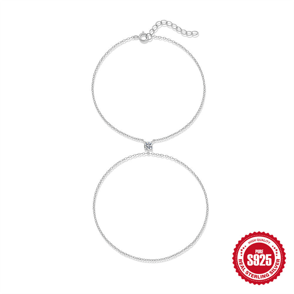 S925 Sterling Silver Moissanite Stackable Bracelet