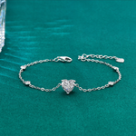 S925 Sterling Silver Moissanite Heart Bracelet