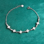 S925 Sterling Silver Four-Leaf Clover Moissanite Bracelet