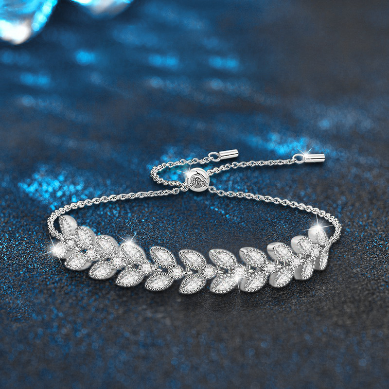 925 Sterling Silver Moissanite Wheat Ear Bracelet