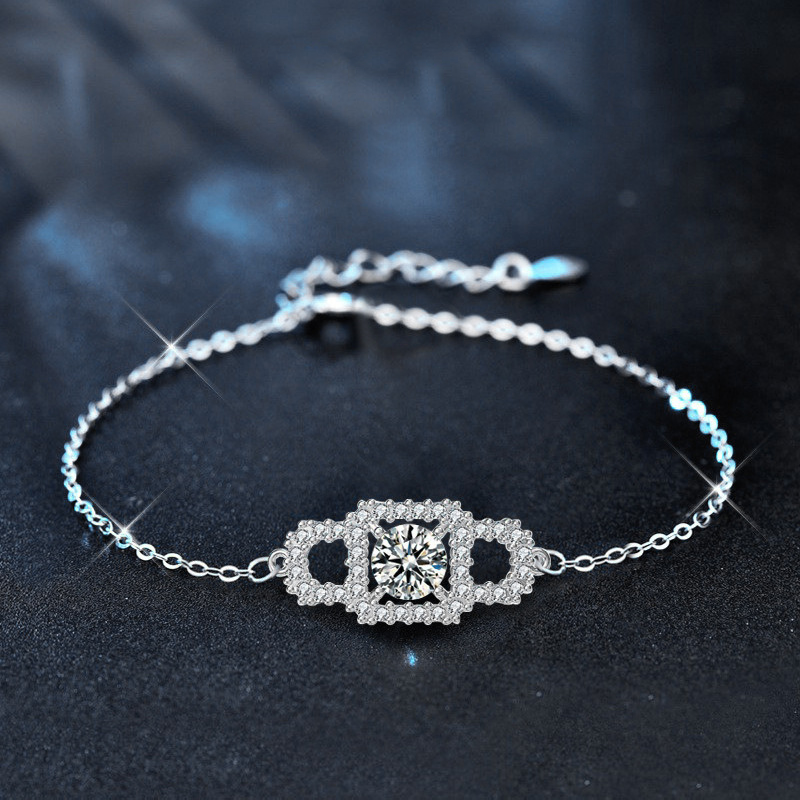 S925 Sterling Silver Square Moissanite Bracelet