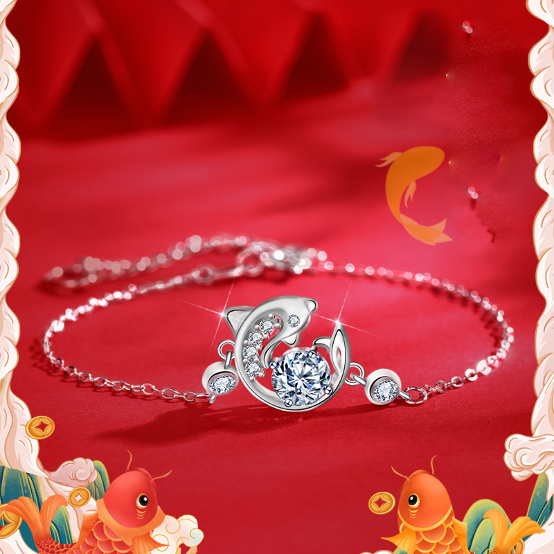 925 Sterling Silver Moissanite Koi Bracelet