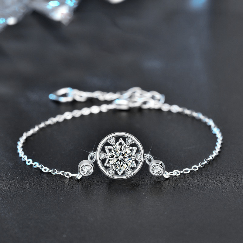 925 Sterling Silver Dream Network Round Moissanite Bracelet